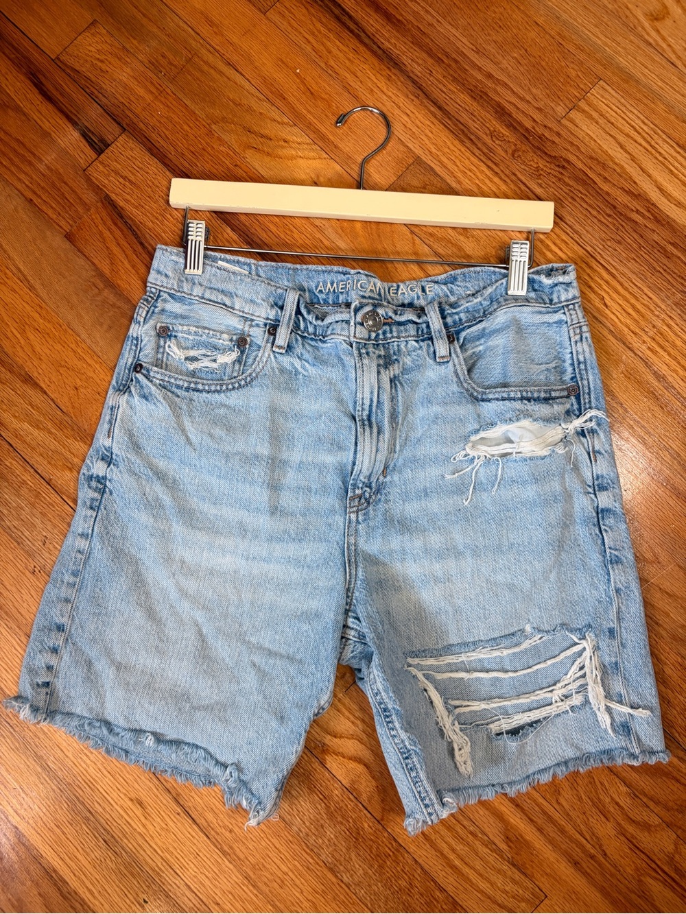 American Eagle Outfitters Skater Shorts Light Blue Distressed Men's Denim Shorts